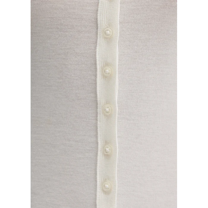 Mavi 1613652-80194 Düğme Detaylı Ekru Uzun Kollu Tişört