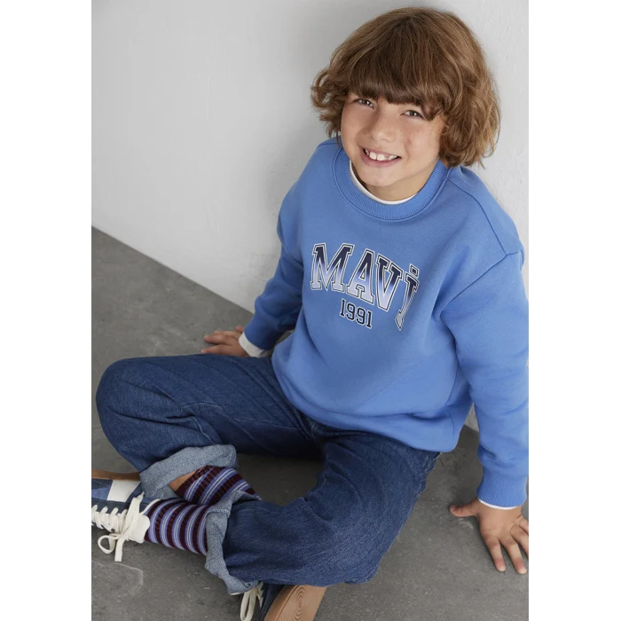 Mavi 6S10163-70724 Mavi Logo Bisiklet Yaka Mavi Sweatshirt