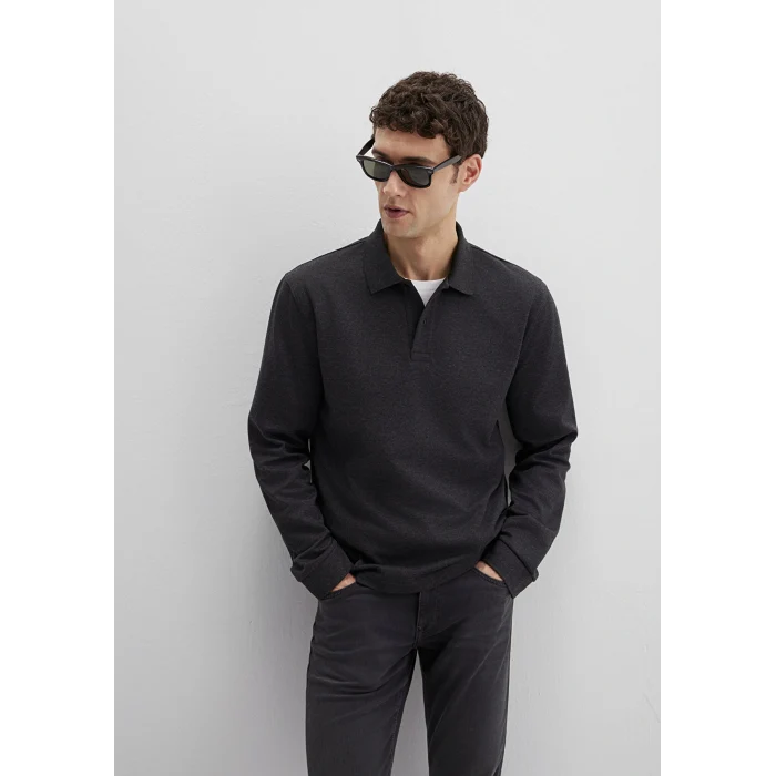 Mavi 0613041-80024 Antrasit Uzun Kollu İnterlok Tişört