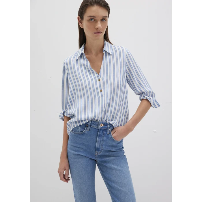 Mavi 122400-83979 Mavi Çizgili Bluz