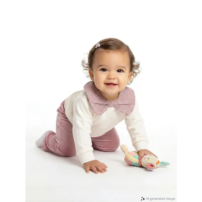 LCW baby Ekru Bisiklet Yaka Kız Bebek Sweatshirt ve Tayt 2li