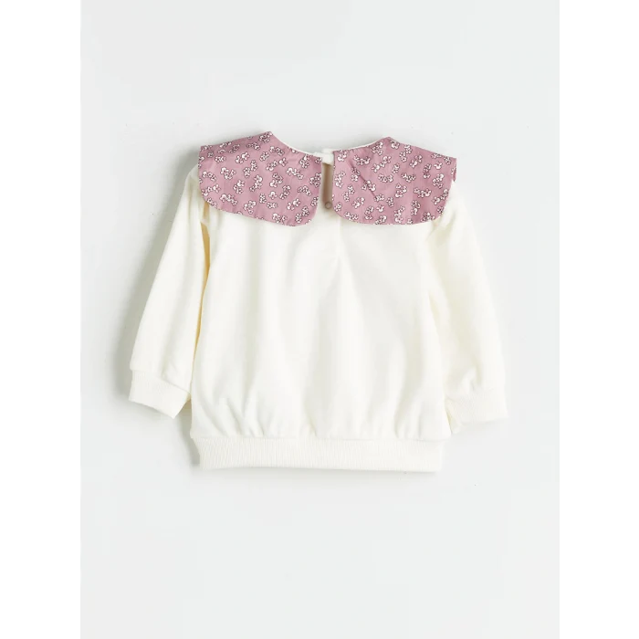 LCW baby Ekru Bisiklet Yaka Kız Bebek Sweatshirt ve Tayt 2li