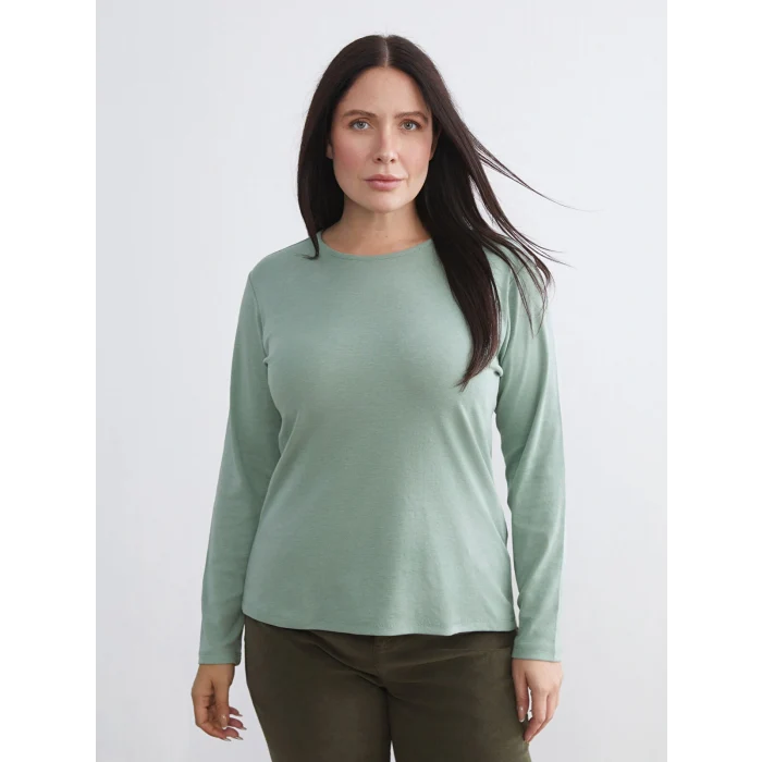 LCWAIKIKI Basic Yeşil Bisiklet Yaka Kadın Body