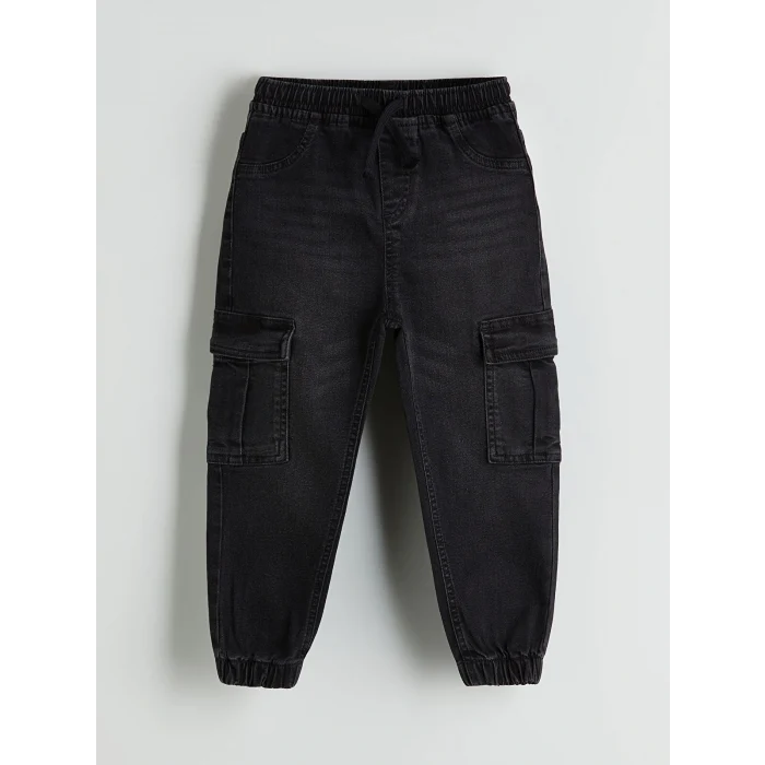 LCW Kids Siyah Beli Lastikli Erkek Çocuk Jogger Jean Pantolon