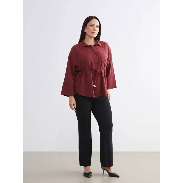 LCWAIKIKI Classic Kırmızı Dokulu Kadın Gömlek