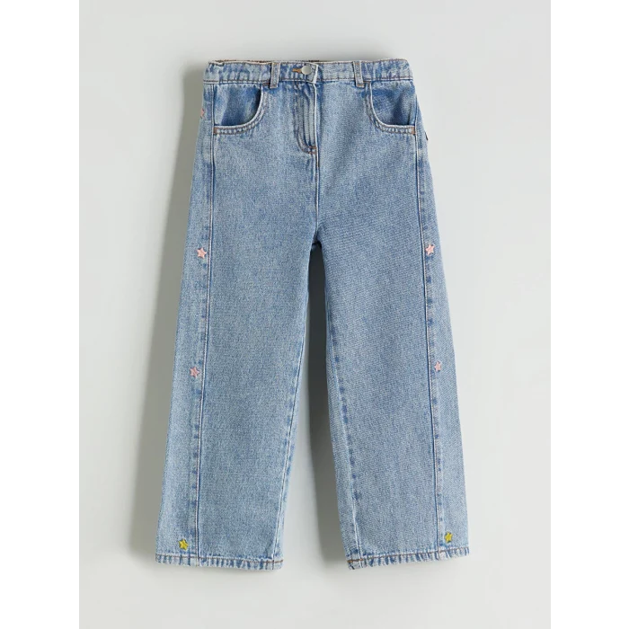 LCW Kids Mavi Nakışlı Kız Çocuk Jean Pantolon