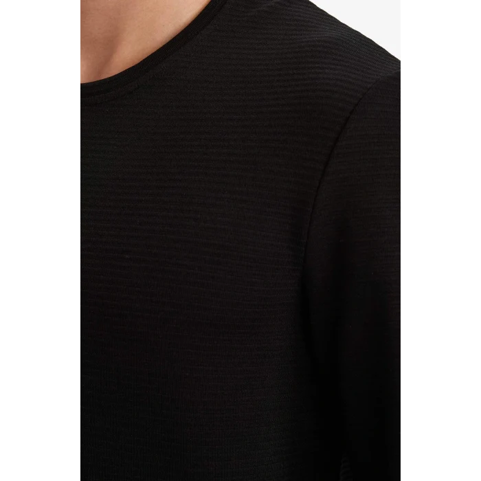 Defacto G2605AXBK81 Siyah Slim Fit Dar Kesim Bisiklet Yaka Sweatshirt