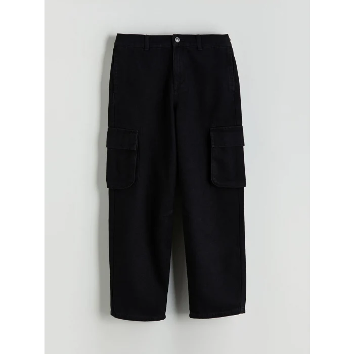 LCW Kids Siyah Loose Fit Erkek Çocuk Kargo Jean Pantolon