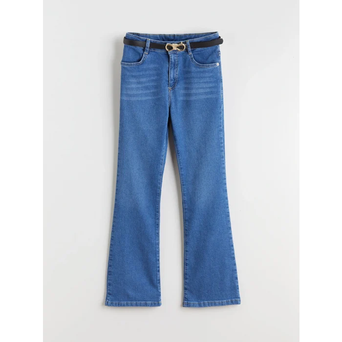 LCW Kids İndigo İspanyol Paça Kız Çocuk Jean Pantolon