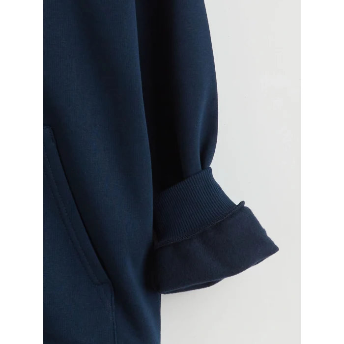 LCW Kids Lacivert Kapüşonlu Yılbaşı Temalı Erkek Çocuk Sweatshirt