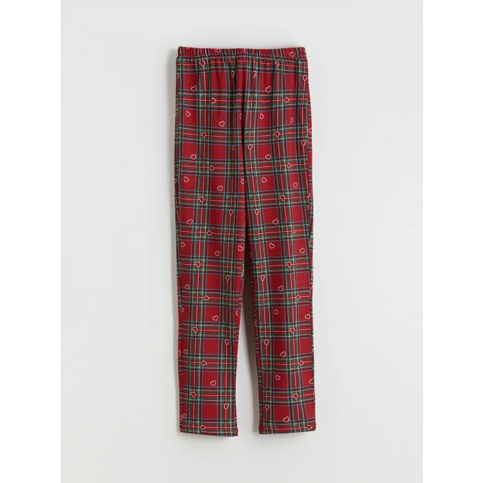 LCW Kids Kırmızı Ekose Desenli Kız Çocuk Pijama Takımı