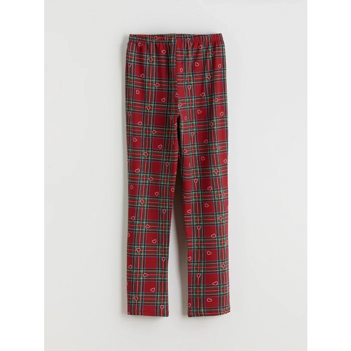 LCW Kids Kırmızı Ekose Desenli Kız Çocuk Pijama Takımı