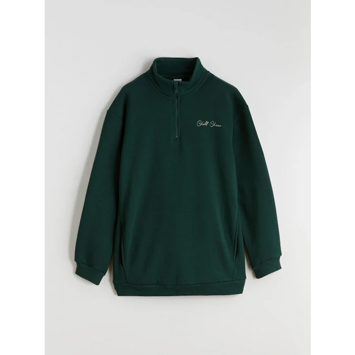 LCW Kids Yeşil Dik Yaka Erkek Çocuk Sweatshirt