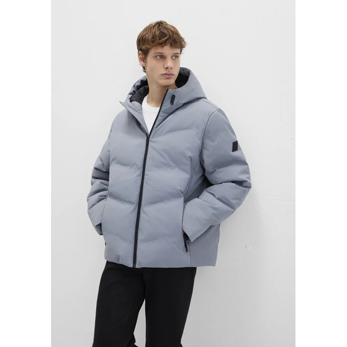 Mavi 0110651-85550 Su İtici Kapüşonlu Gri Şişme Mont