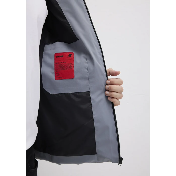 Mavi 0110651-85550 Su İtici Kapüşonlu Gri Şişme Mont