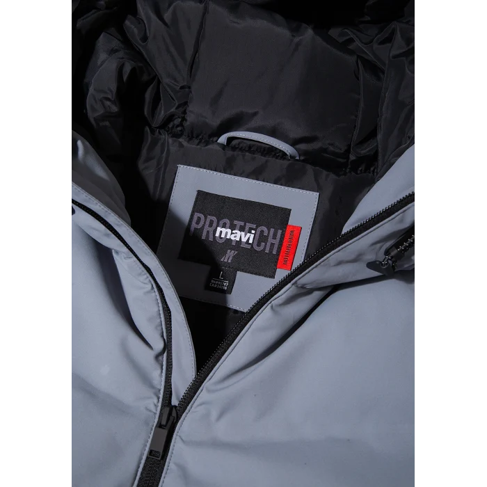 Mavi 0110651-85550 Su İtici Kapüşonlu Gri Şişme Mont