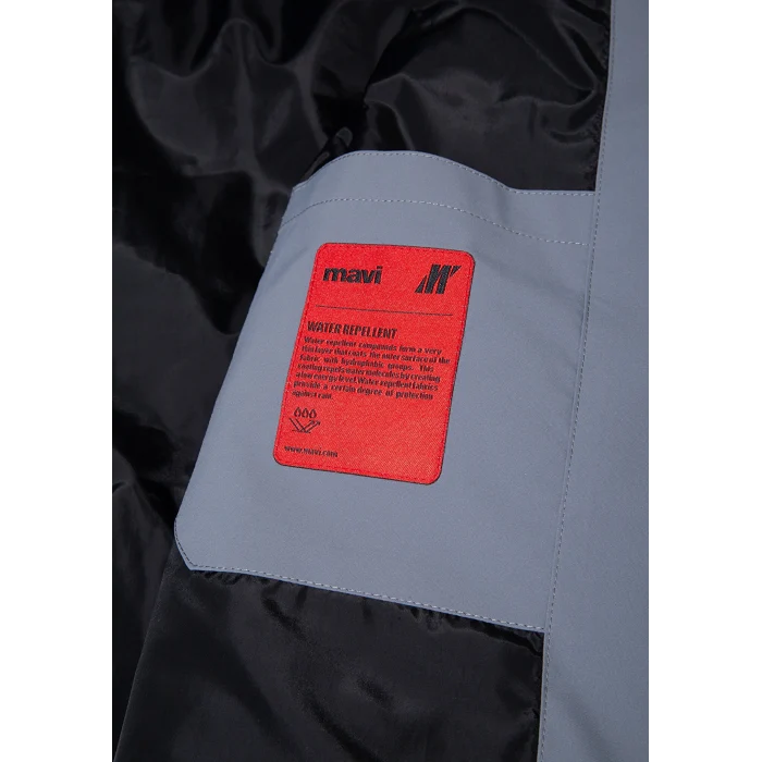 Mavi 0110651-85550 Su İtici Kapüşonlu Gri Şişme Mont