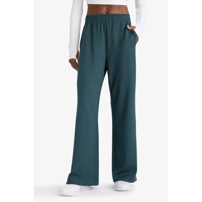 Defacto E8956AXGN1051 Yeşil Wide Leg Geniş Paça Standart Boy Soft Touch Modal Sporcu Pantolon