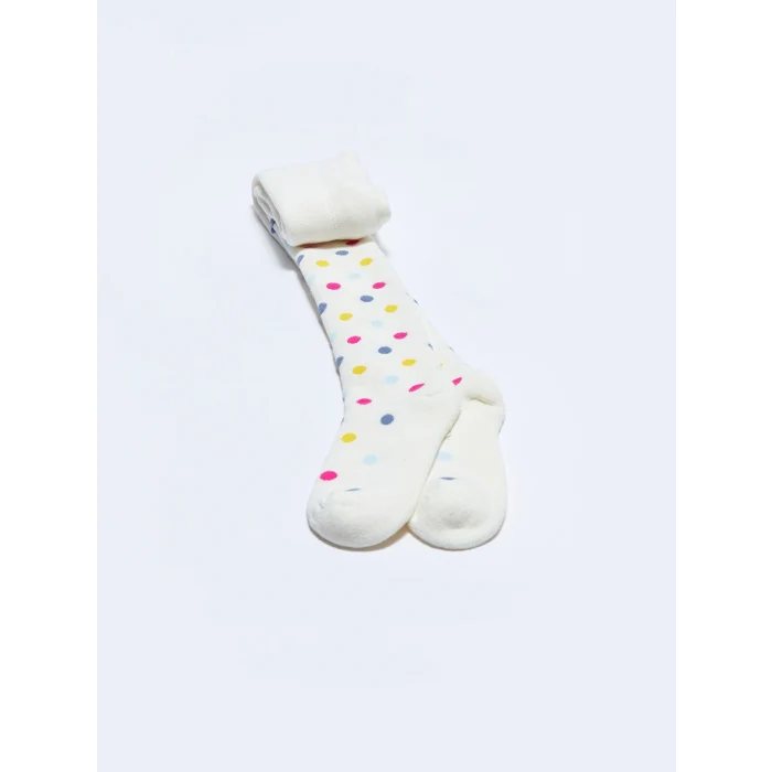 LCW Kids Ekru Desenli Kız Çocuk Havlu Külotlu Çorap