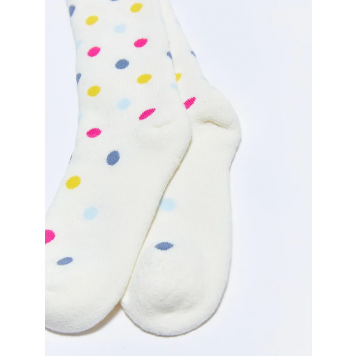 LCW Kids Ekru Desenli Kız Çocuk Havlu Külotlu Çorap