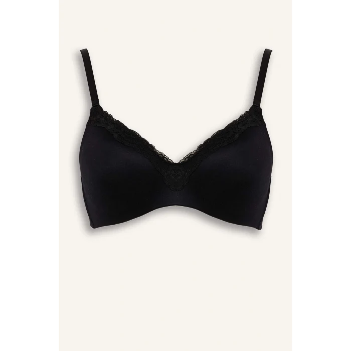 Defacto G4698AXBK81 Siyah Dantel Detaylı Saten Kaplı Pedli Balensiz Tişört Bra