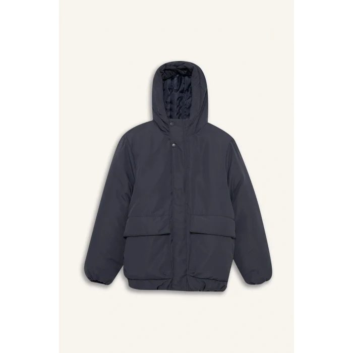 Defacto E7386A8AR153 Antrasit Erkek Çocuk Su İtici Kapüşonlu Fermuarlı Şişme Mont