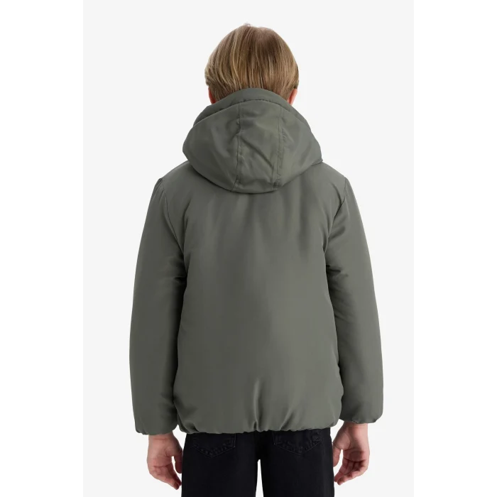 Defacto E7386A8KH450 Haki Erkek Çocuk Su İtici Kapüşonlu Fermuarlı Şişme Mont