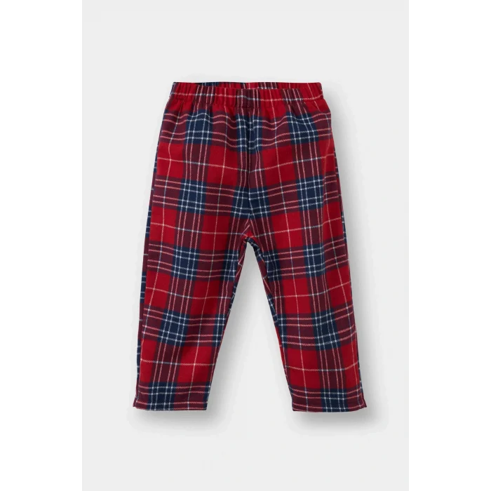 Defacto G4983A5RD79 Kırmızı Erkek Bebek Pijama Dokuma Kareli Uzun Kollu Flanel Üst Uzun Alt