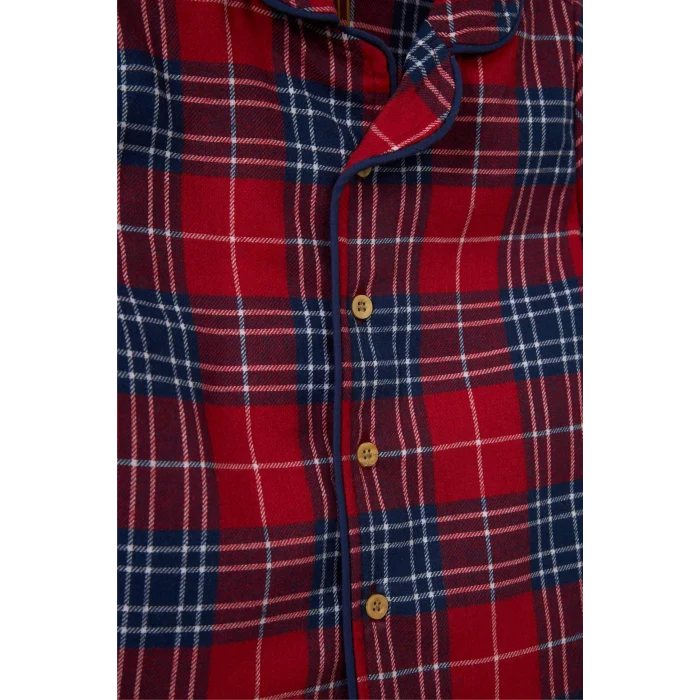 Defacto G4983A5RD79 Kırmızı Erkek Bebek Pijama Dokuma Kareli Uzun Kollu Flanel Üst Uzun Alt