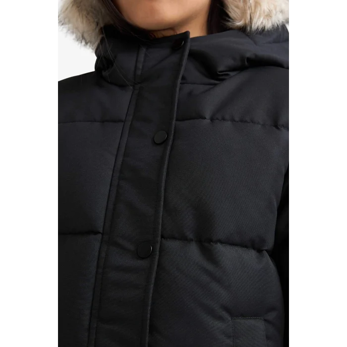 Defacto C8755A8BK27 Siyah Kız Çocuk Kapüşonlu Fermuarlı Parka