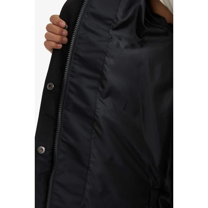 Defacto C8755A8BK27 Siyah Kız Çocuk Kapüşonlu Fermuarlı Parka