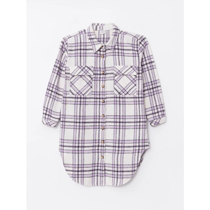 LCW Kids Pembe Ekose Uzun Kollu Kız Çocuk Tunik