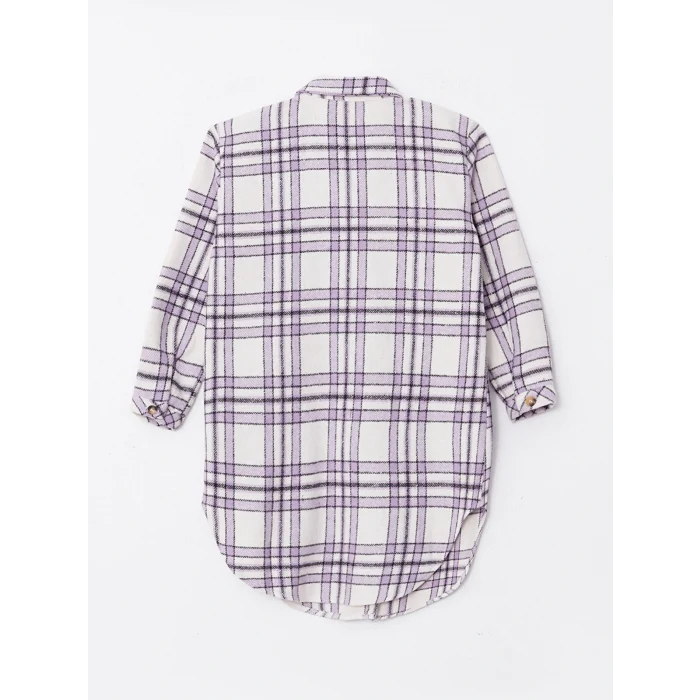 LCW Kids Pembe Ekose Uzun Kollu Kız Çocuk Tunik