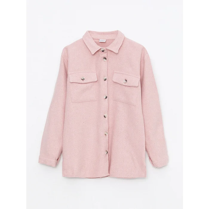LCW Kids Pembe Basic Uzun Kollu Kız Çocuk Gömlek Ceket