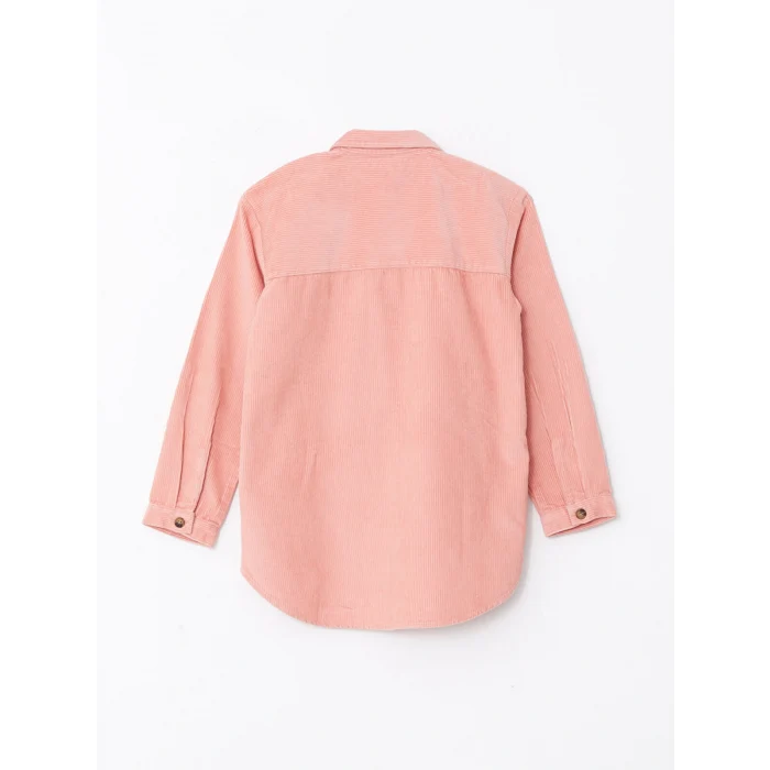 LCW Kids Mercan Basic Uzun Kollu Kadife Kız Çocuk Gömlek