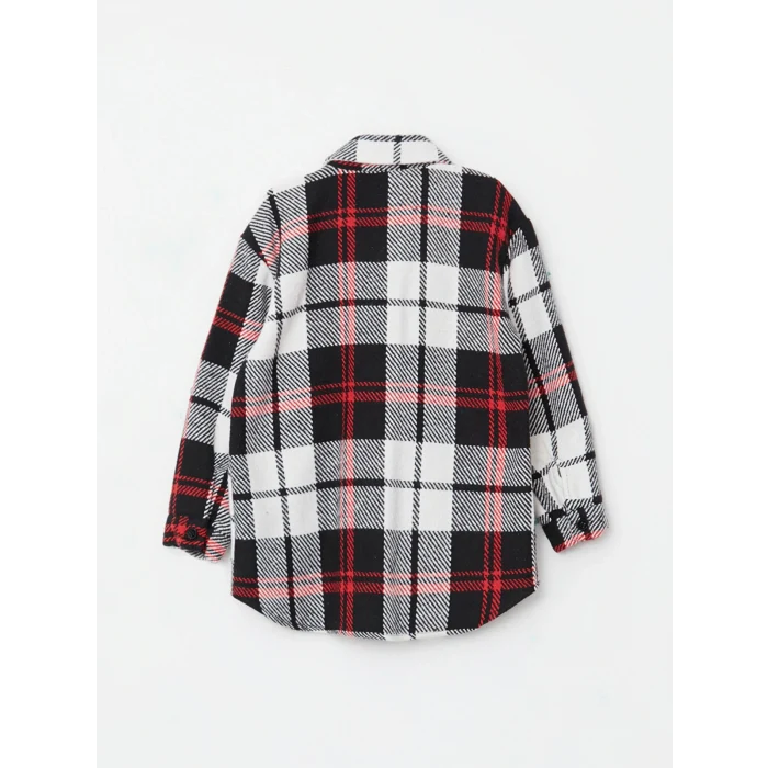 LCW Kids Siyah Ekose Uzun Kollu Kız Çocuk Gömlek Ceket