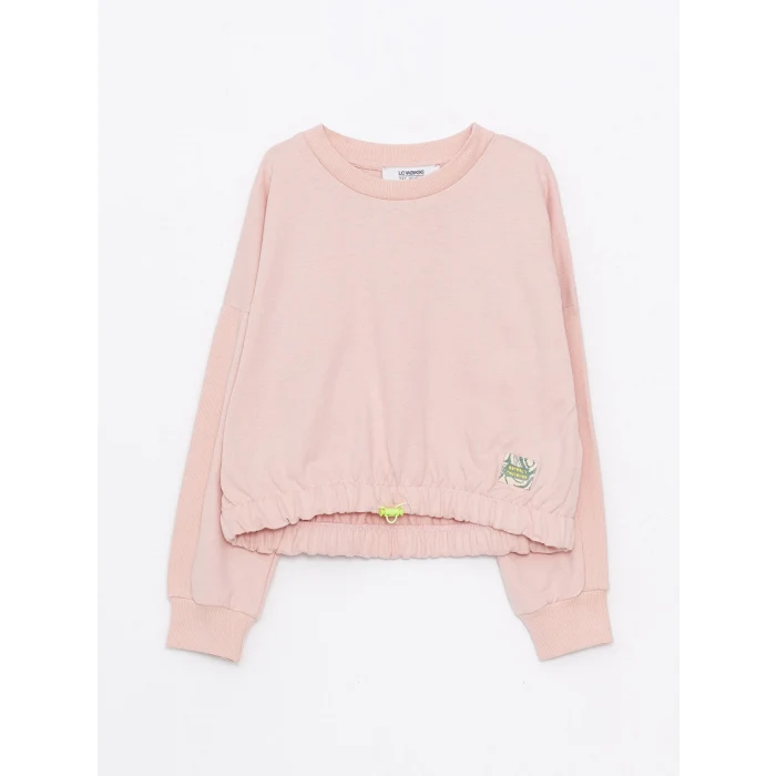 LCW Kids Pembe Bisiklet Yaka Basic Uzun Kollu Kız Çocuk Sweatshirt