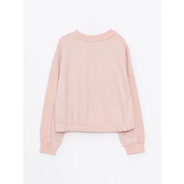 LCW Kids Pembe Bisiklet Yaka Basic Uzun Kollu Kız Çocuk Sweatshirt