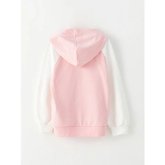 LCW Kids Pembe Kapüşonlu Baskılı Uzun Kollu Kız Çocuk Sweatshirt