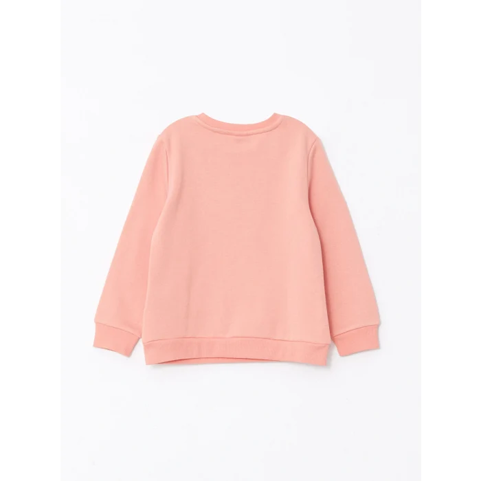 LCW Kids Mercan Bisiklet Yaka Baskılı Çift Yönlü Payetli Uzun Kollu Kız Çocuk Sweatshirt