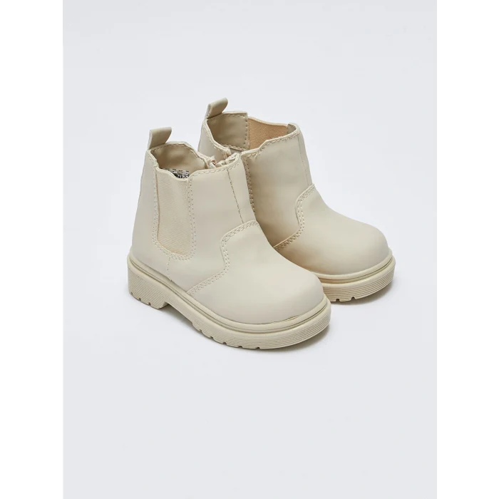 LCW STEPS Beyaz Fermuarlı Kız Bebek Bot