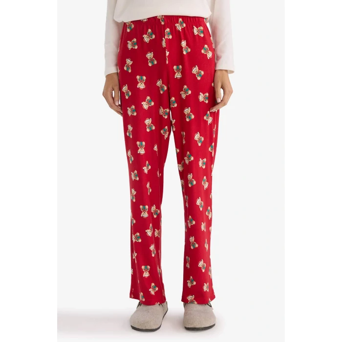 Defacto G0233AXRD256 Kırmızı Yılbaşı Temalı Regular Fit Uzun Kollu Üst Uzun Alt