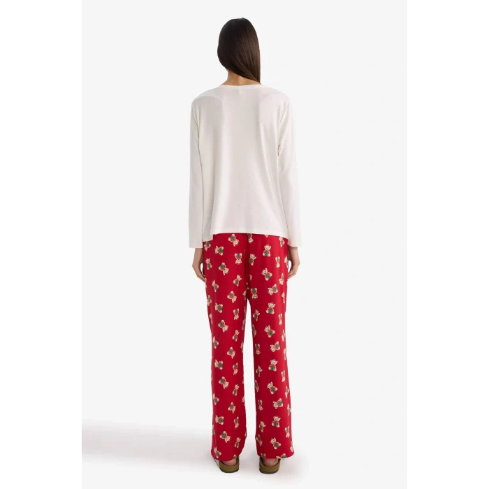 Defacto G0233AXRD256 Kırmızı Yılbaşı Temalı Regular Fit Uzun Kollu Üst Uzun Alt