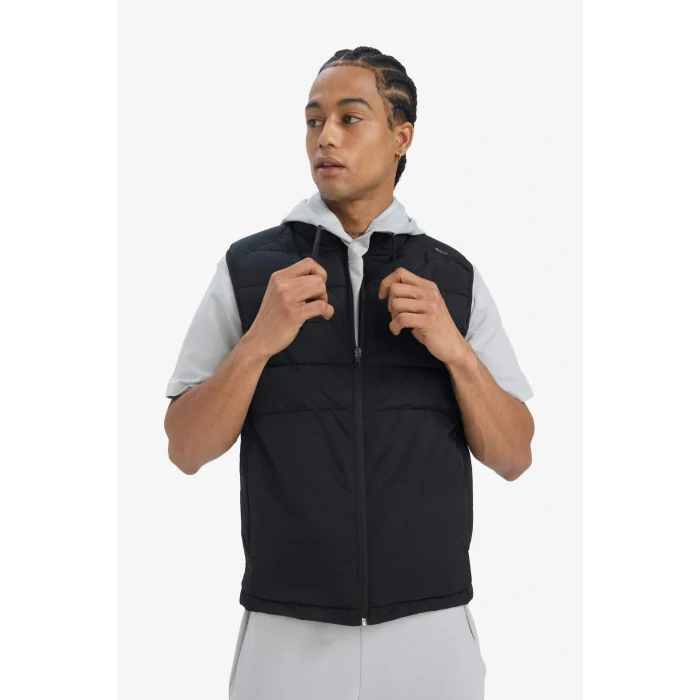 Defacto E9215AXBK81 Siyah Su İtici Rüzgar Geçirmez Slim Fit Dar Kesim Fermuarlı Cepli Şişme Yelek