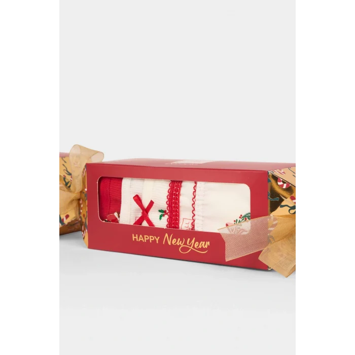 Defacto G1113AXRD79 Kırmızı Yılbaşı Temalı Ribana 3lü Külot