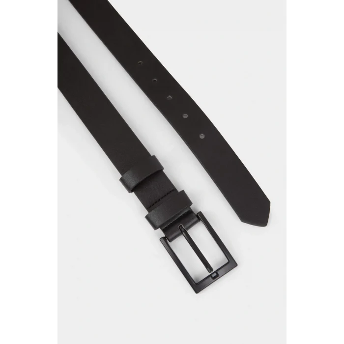 Defacto F6809AXBK27 Siyah Erkek Dikdörtgen Toka Suni Deri Günlük Kemer