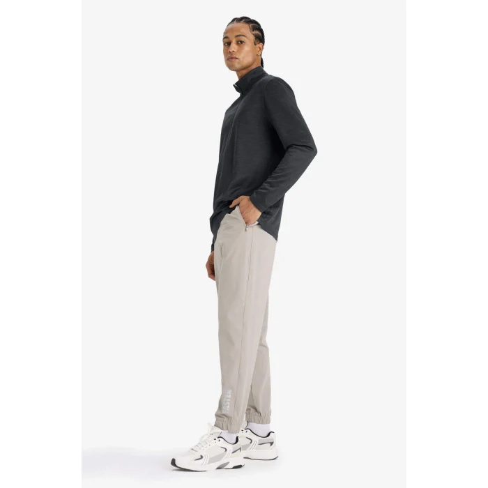 Defacto F1288AXGR317 Gri Slim Fit Dar Kesim Fermuar Cepli Dokuma Sporcu Jogger Eşofman Altı
