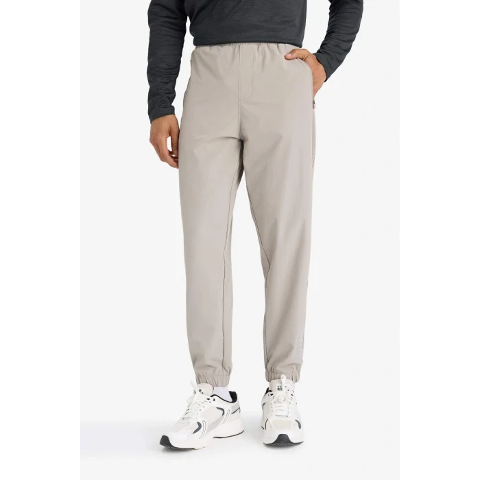 Defacto F1288AXGR317 Gri Slim Fit Dar Kesim Fermuar Cepli Dokuma Sporcu Jogger Eşofman Altı