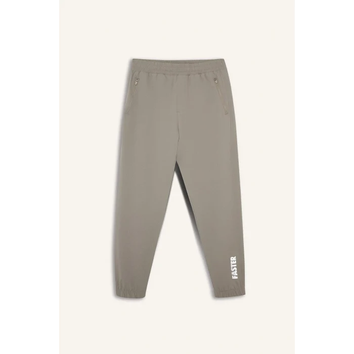 Defacto F1288AXGR317 Gri Slim Fit Dar Kesim Fermuar Cepli Dokuma Sporcu Jogger Eşofman Altı