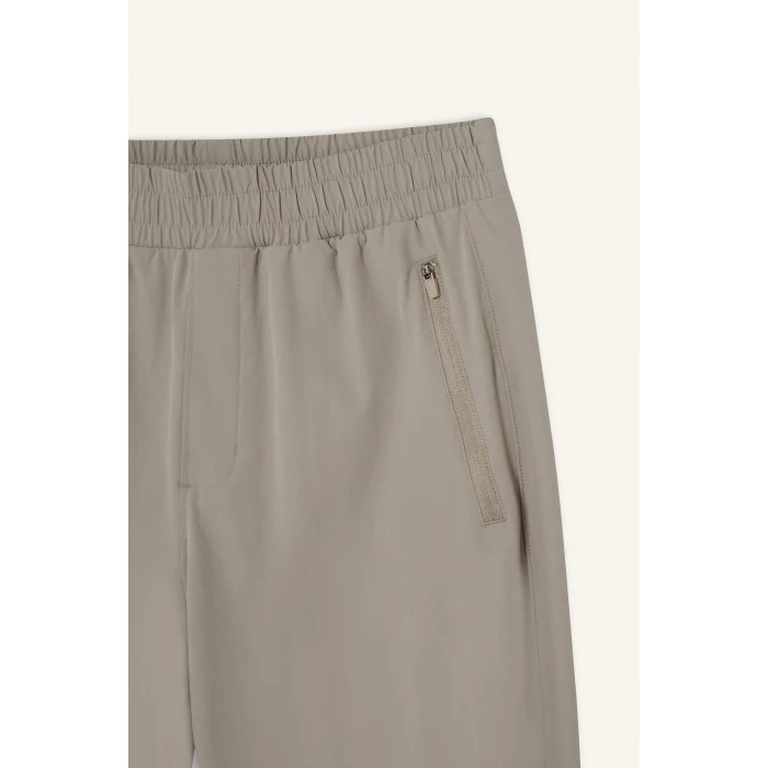 Defacto F1288AXGR317 Gri Slim Fit Dar Kesim Fermuar Cepli Dokuma Sporcu Jogger Eşofman Altı